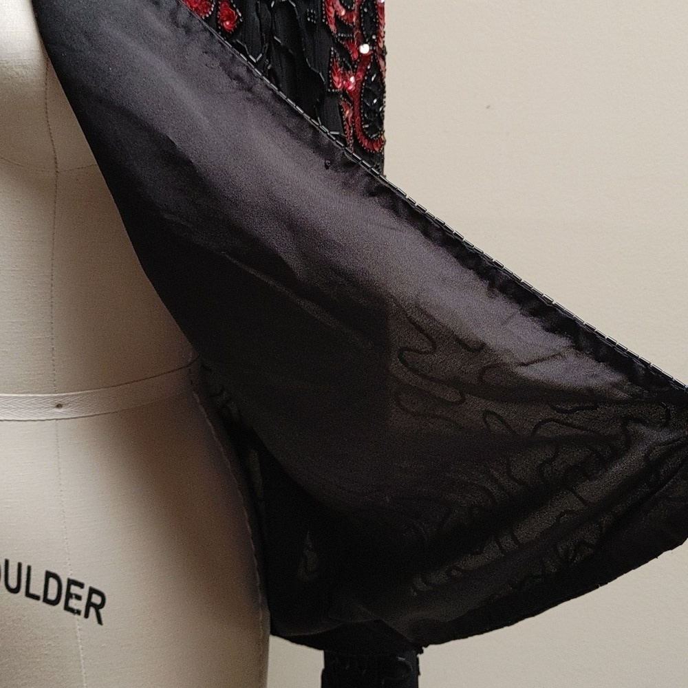 AP Ltd Black Silk Beaded w Red Sequins Top Size M - Picture 11 of 15